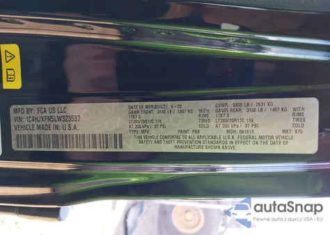 2020 Jeep Wrangler Unlimited Rubicon 4X4 z USA, uszkodzony, nr VIN 1C4HJXFN5LW323537